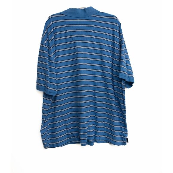 Izod Mens Advantage Polo Shirt Blue Striped Size 3XB Short Sleeve Cotton - Picture 5 of 8